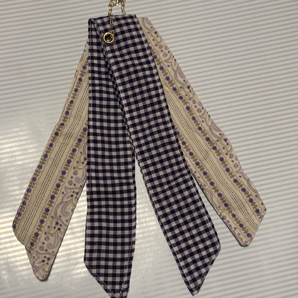 Purple Plaid & Paisley Purse Scarf Keychain